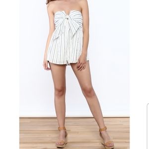 Stripe Print Strapless Romper Small